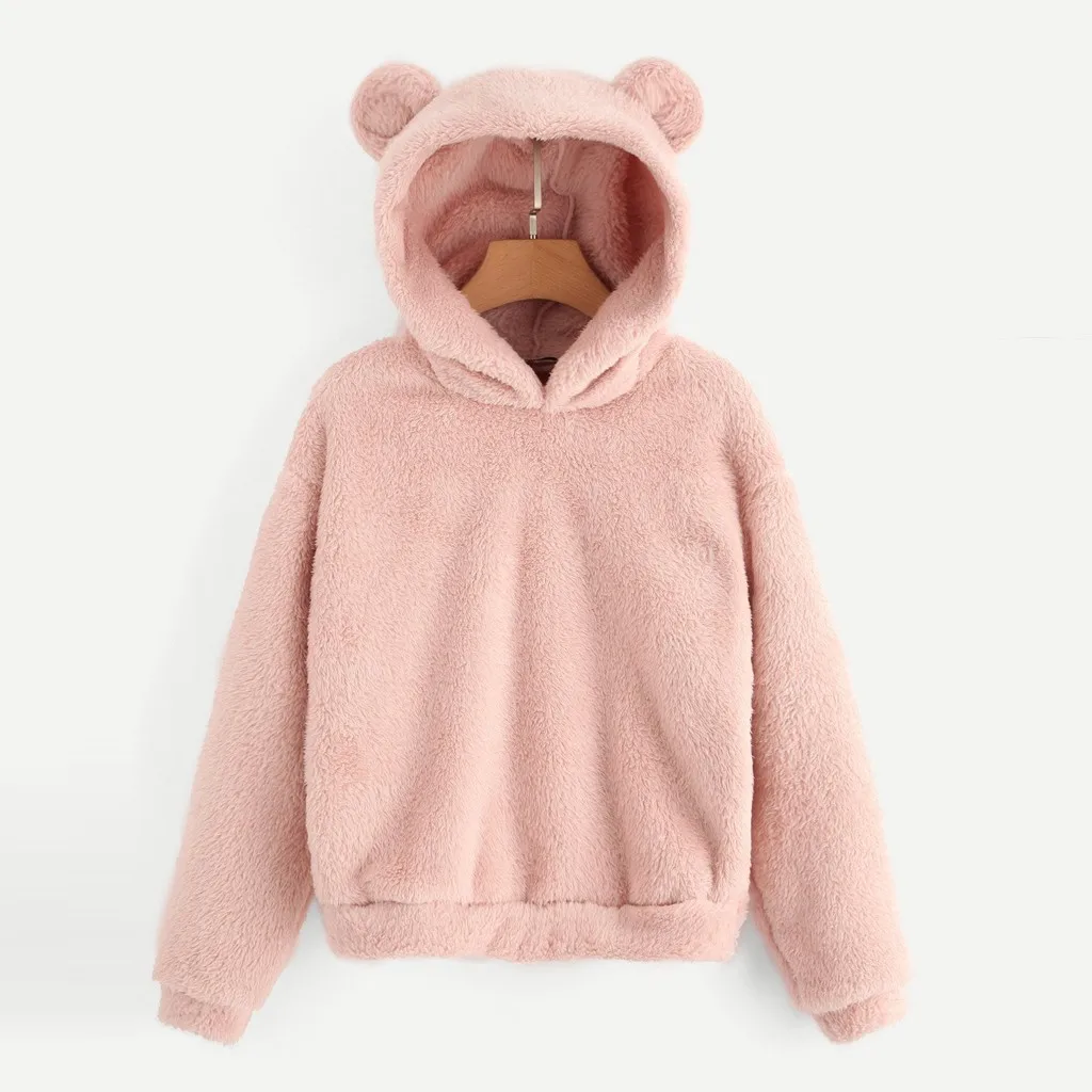 Adorable Fluffy Hoodie with Bear Ears-1