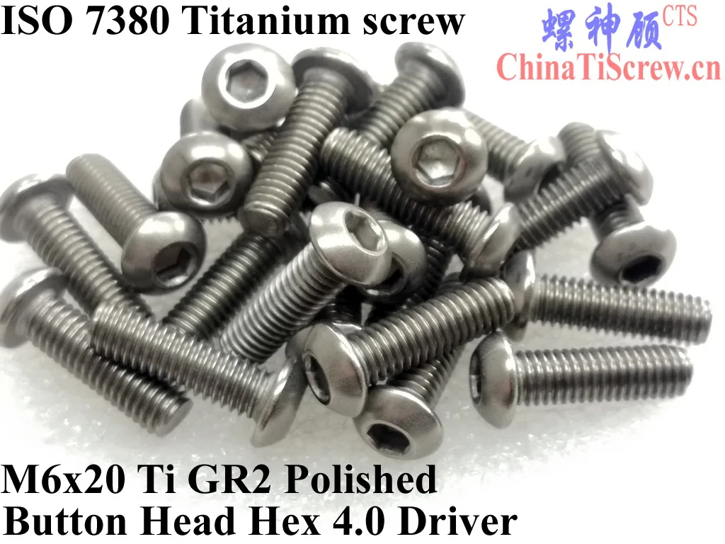 Hex Socket Screw Hexagon Socket Screw Hexagon Socket Head Screw ISO 7380 Titanium screws M6x8 M6x10 M6x12 M6x14 M6x16 M6x20 M6x22 M6x25 M6x30 Button Head Hex 4.0 Driver Ti GR2