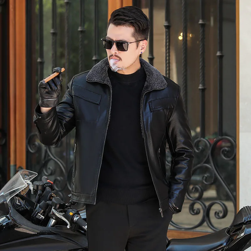 

big plus size 10XL 9XL 8XL new real sheepskin coat for men thick natural winter jacket genuine fur coat plaid sheepskin collar