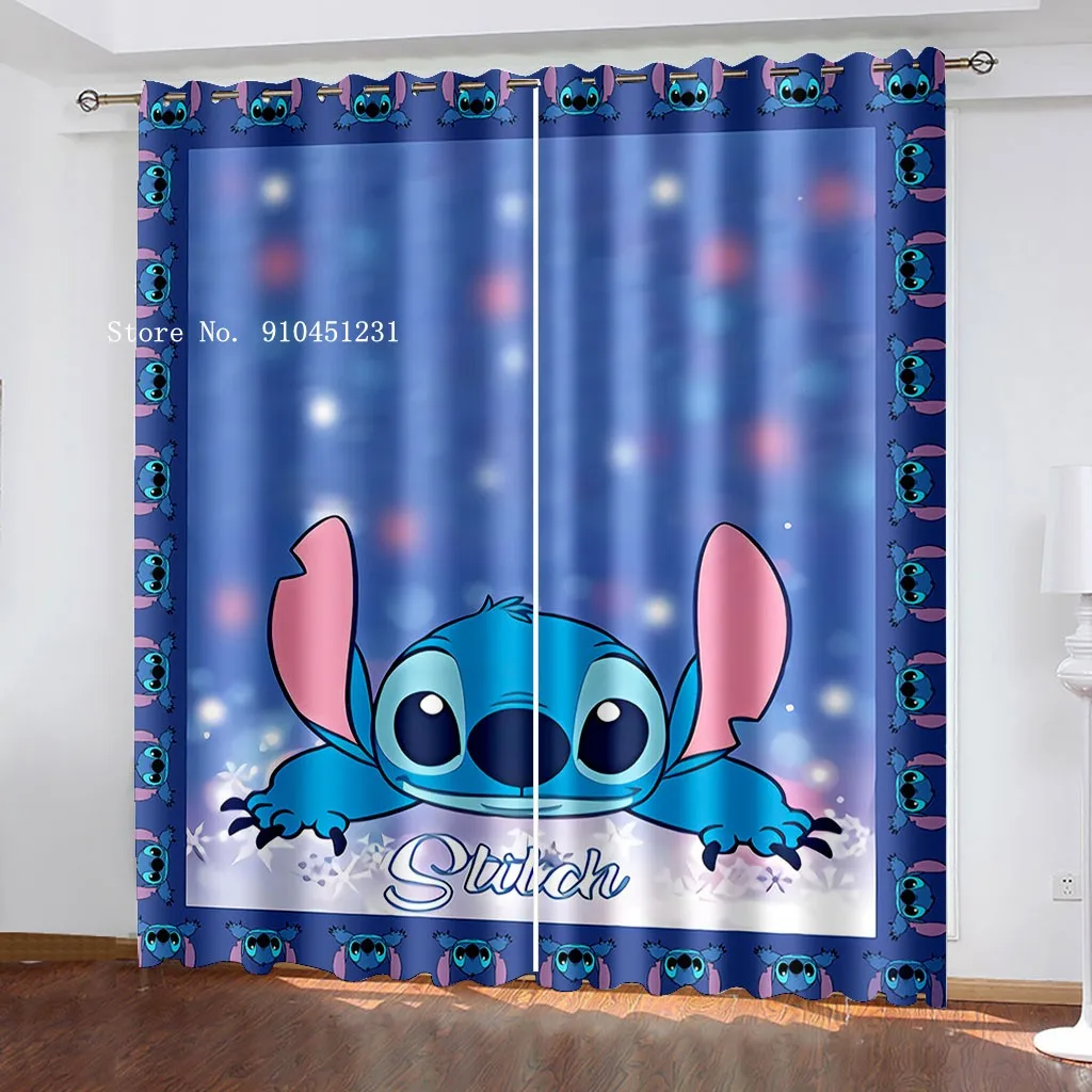 Blackout Curtains Cute Lilo and Stitch Thermal Insulated Darkening