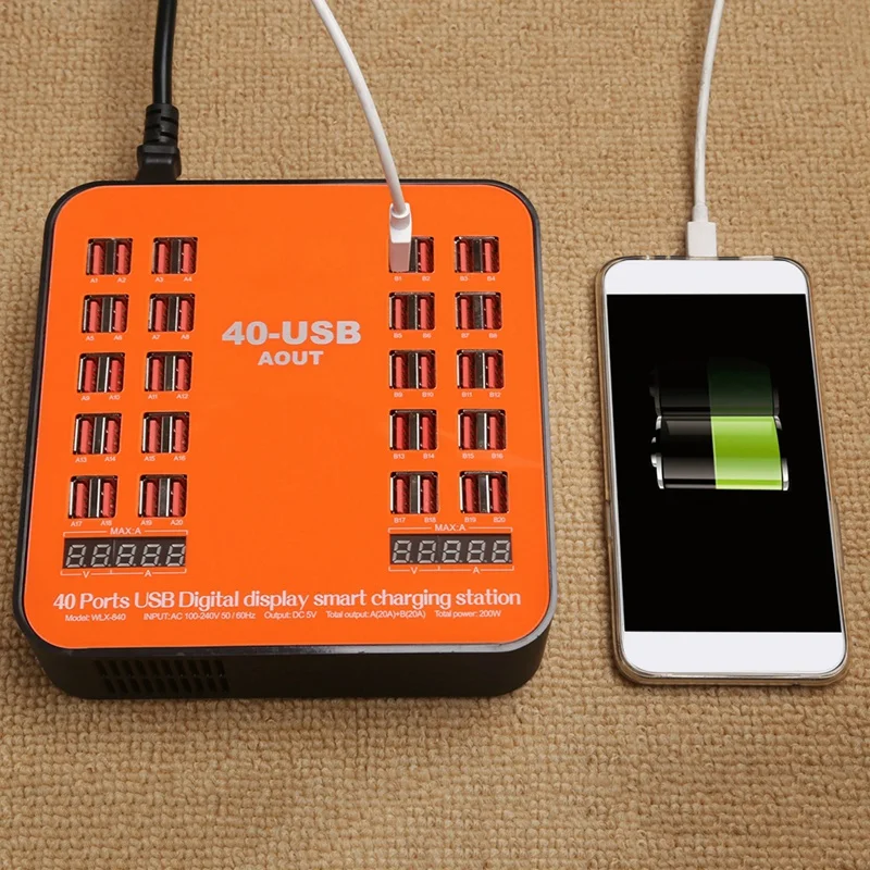Умная 40 портовая зарядная станция с usb хаб многопортовая док ЖК дисплеем