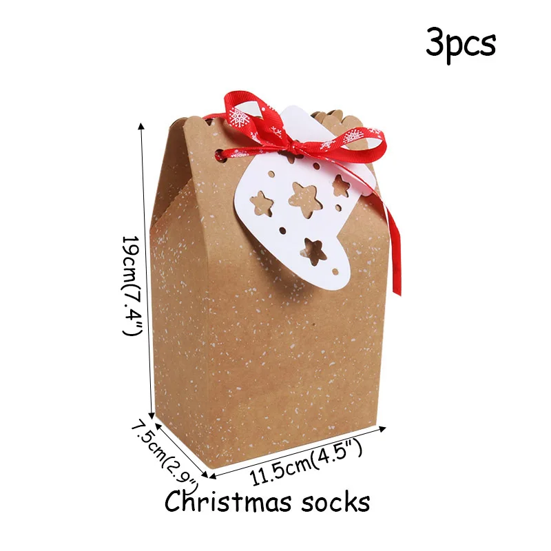 Рождественская коробка для конфет в форме дома упаковка подарочные пакеты коробки Подарочная коробка для хранения рождественские подарочные сумки украшения вечерние принадлежности - Цвет: 3pcs candy box t