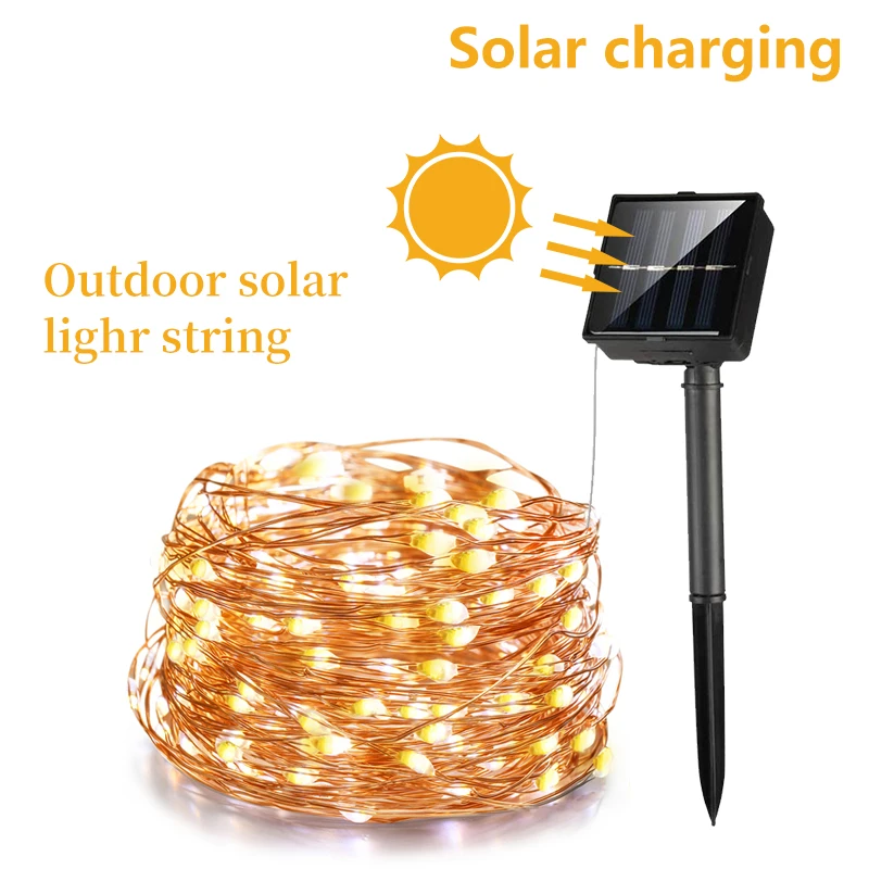 Waterproof Solar String Light 22M Outdoor Garland Festoon LED Lights Christmas Wedding Decoration For Home Garden Fence Lighting | Лампы и