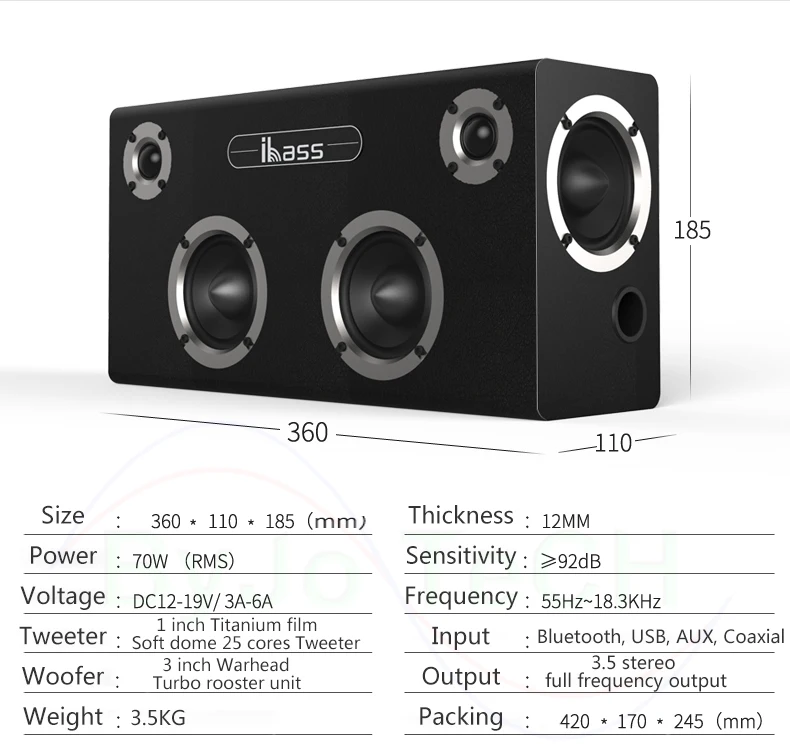 Ibass Gaga木製スピーカー Bluetooth付き70w屋外スピーカー 家庭用車 6ユニット テレビ コンピューター 携帯電話 オーディオ 同軸 Auxおよびusbと互換性があります Aliexpress Consumer Electronics