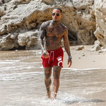 

2020 Mens Bathing Beach Wear Surf Quick-drying Men's Sport Running Beach Shorts Printing Swim Trunks Fashion Swimwear Pocket