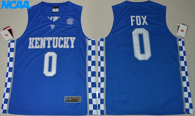 New Arrival High Quality Kentucky De'Aaron Fox#0 College T-shirt Limited Sport Jersey S-XXXL - Цвет: 2