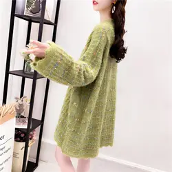 Зеленый пуловер средней длины с авокадо, женский свитер в Корейском стиле, свободный крой, лень, стиль 2019, новый стиль, осенняя одежда из