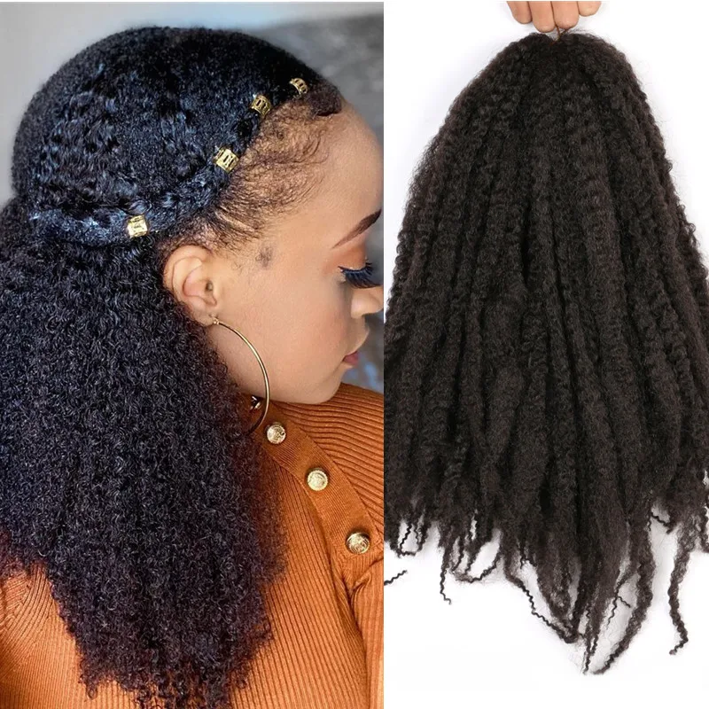 

Full Star Synthetic Hair 18" Afro Kinky Curly Marley Braids Crochet Braids Yaki Ombre Braiding Hair Extensions Bulk for Party