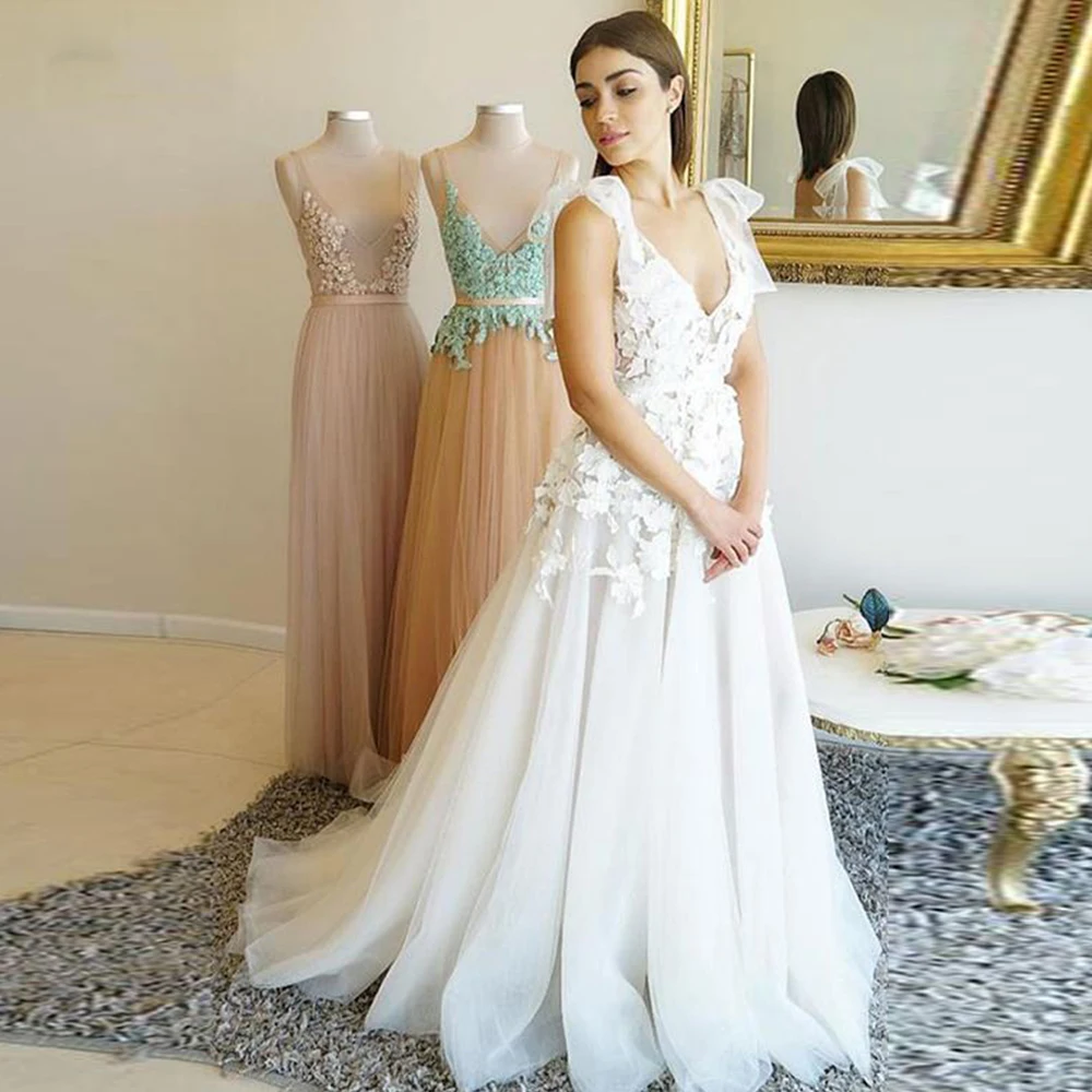 LORIE-Tulle-Wedding-Dresses-Boho-2020-Lace-Appliqued-V-neck-Beach-Princess-Bridal-Gowns-Plus-Size