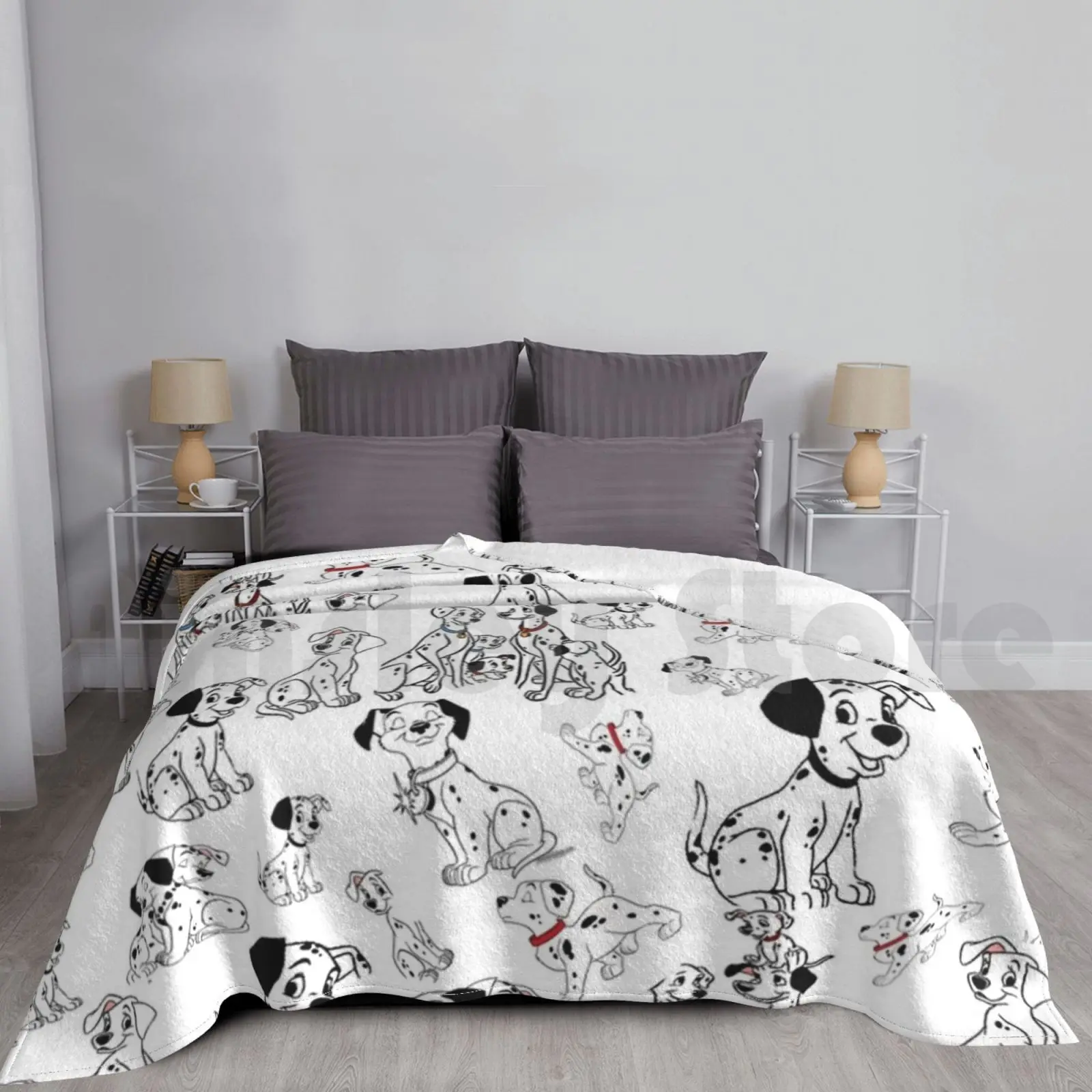 101 Dalmata Coperta Super Soft Warm Light Thin Black Dogs White Dalmata
