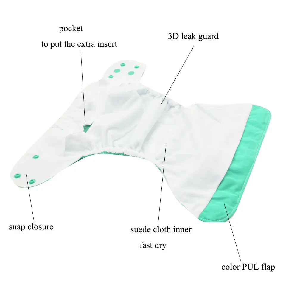 Happyflute HOt Sale OS Pocket Diaper 8pcs diape+8pcs microfiber insert Washable &Reusable Baby Napp