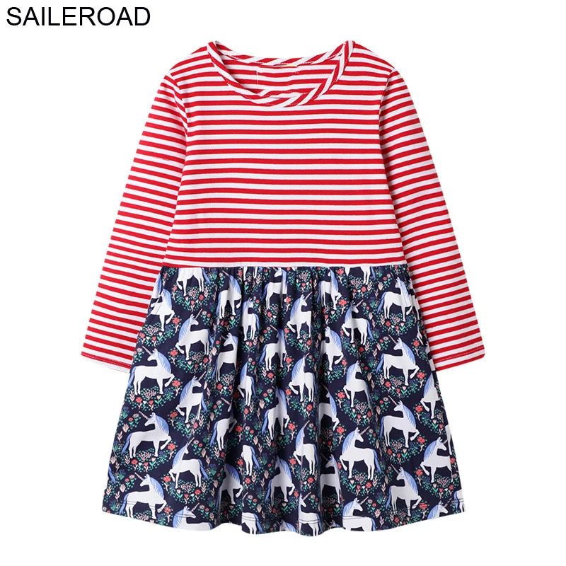 7137 same picture SAILEROAD Девушки Единорог Костюм Мультфильм Хлопок С Длинным Рукавом Прекрасные Платья Осень-Зима для Девочки Бальное платье 2-7 Лет - Цвет: 7137 same picture