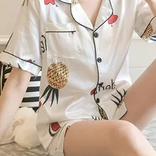 Женские пижамы, сексуальные, с шортами и топом, 2 шт., летние пижамы, короткий рукав, шорты, пижамы, свободная одежда для сна, домашняя одежда# G4