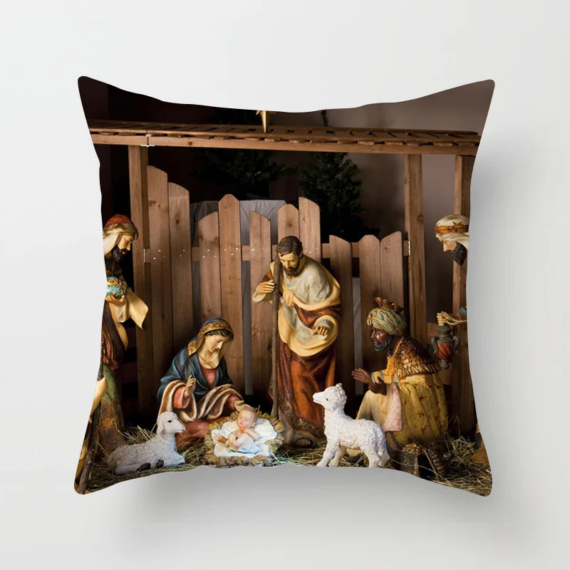 Elife полиэстер христианство Счастливого Рождества Наволочка декоративная наволочка чехол для дивана автомобиля спальни 45*45 см