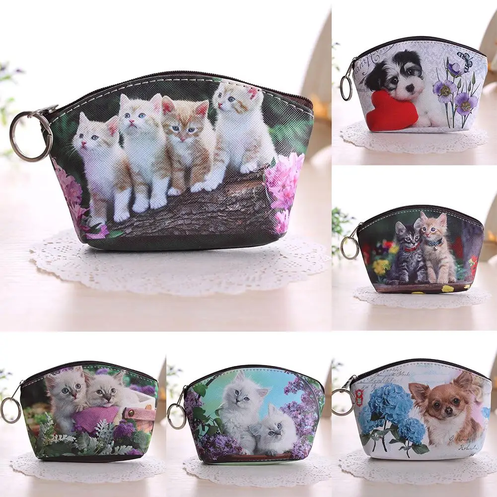 

Lady Dog Cat Pet Faux Leather Clutch Short Coin Purse Wallet Gift Charming