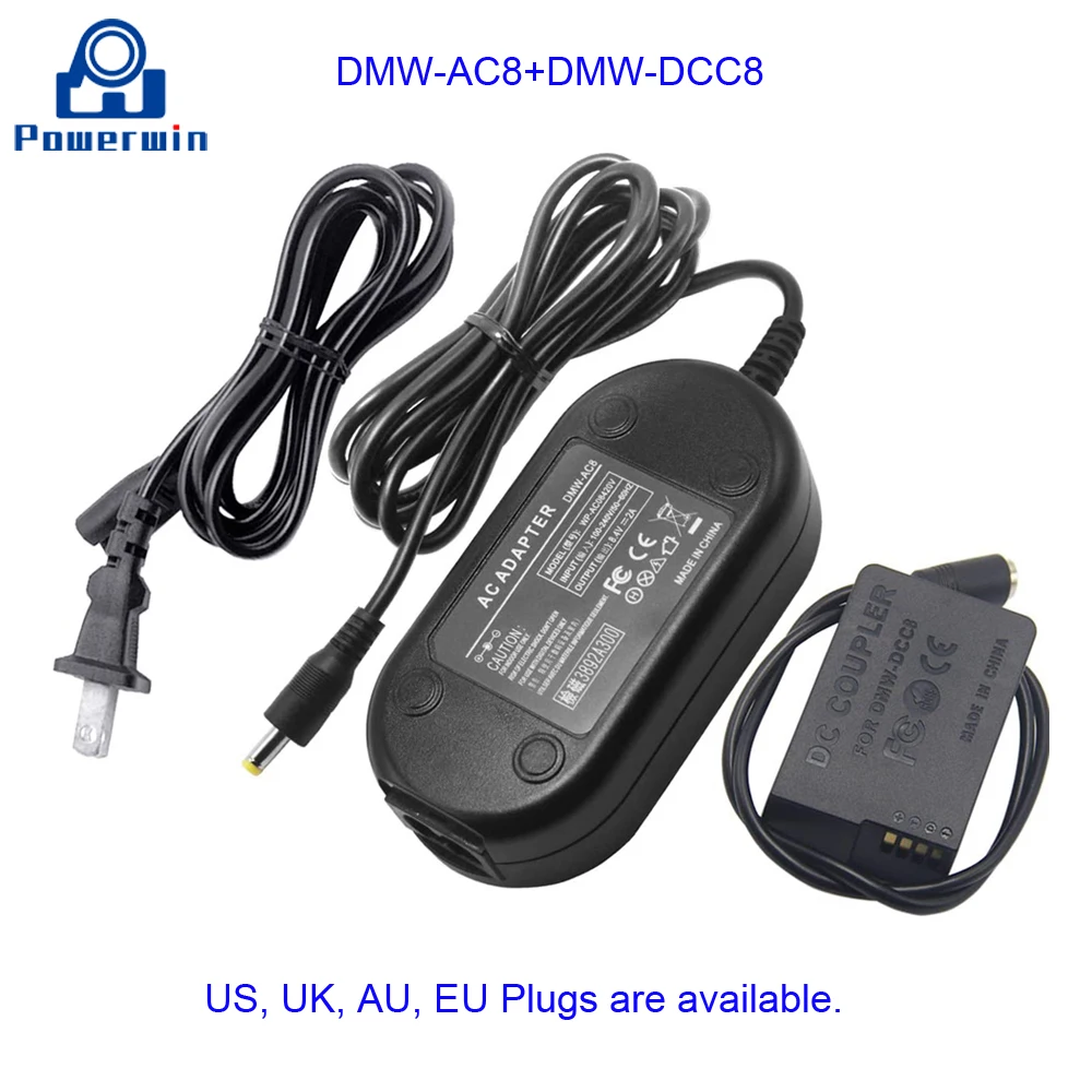 Powerwin Новый DMW-AC8 + DMW-DCC8 DSLR Камера адаптер манекен муфта Батарея для GX8 FZ1000 FZ300 FZ200 G7 G6