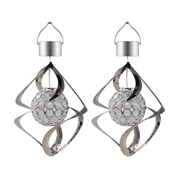 

2 Pcs Solar Power Wind Chime Color Changing Hanging Light Decor Hanging Spiral Garden Spinner Light for Outdoor Garden