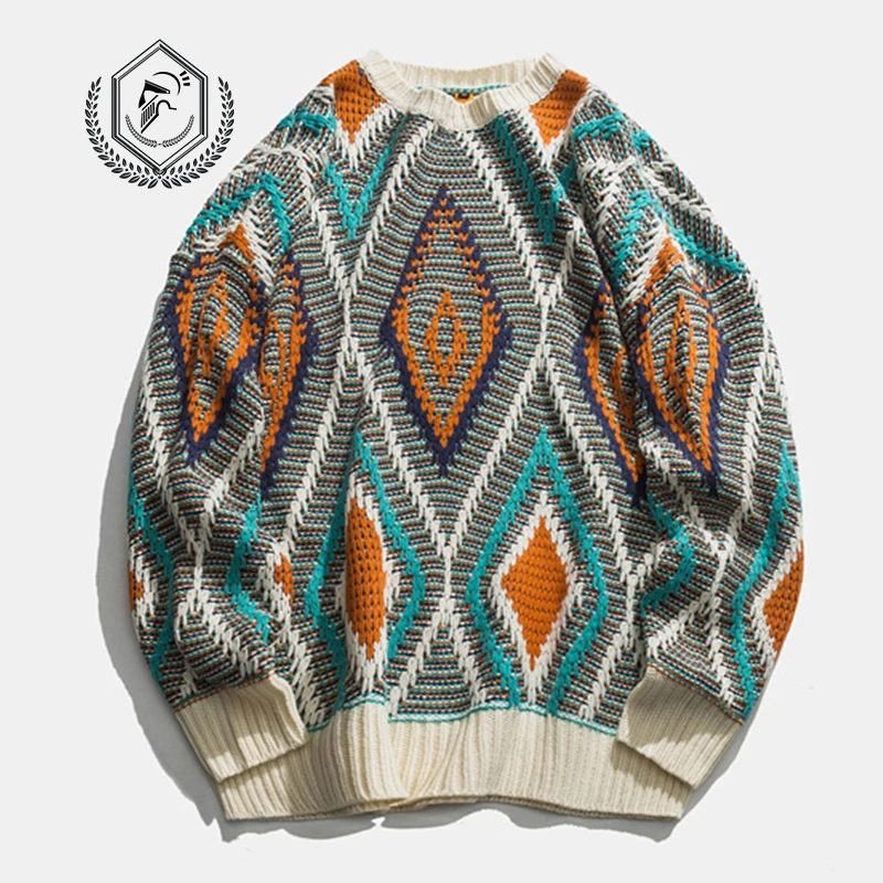 Golomise мужские свободные вязаные модные Лоскутные пуловеры в стиле хип-хоп, Новые свитера - Цвет: Beige