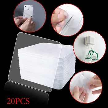 

20pcs Hanger Hook Suction Cup Adhesive Wall Double-sided Transparent Strong Self Adhesive Waterproof Tile Hook Magic Stickers