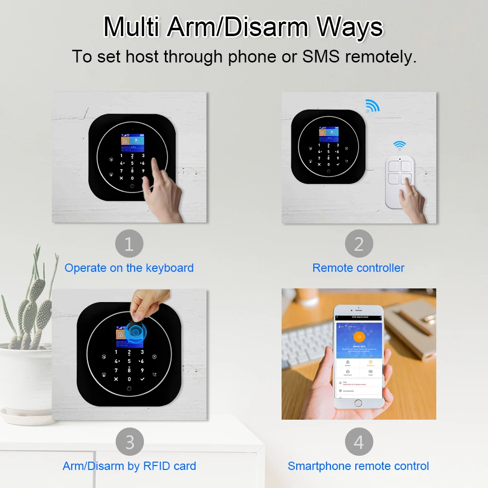 ZONAN G12 Tuya Wifi Gsm Alarm Security System Smoke Detector Alexa Compatible App Control Smart Home Wireless Safety Alarm Kits