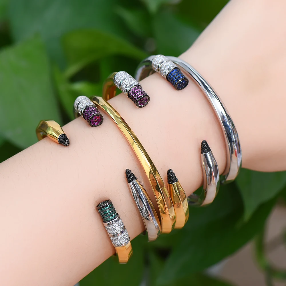 GODKI Trendy Pencil Designs Bangle Cuff For Women Wedding Full Cubic Zircon Crystal CZ Dubai Silver Color Party Bracelet 2022 2
