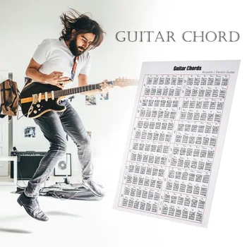 

Acoustic Electric Guitar Chord & Scale Chart Poster Tool Lessons Music Learning Aid Reference Tabs Chart L:24/ 12Music Accessory