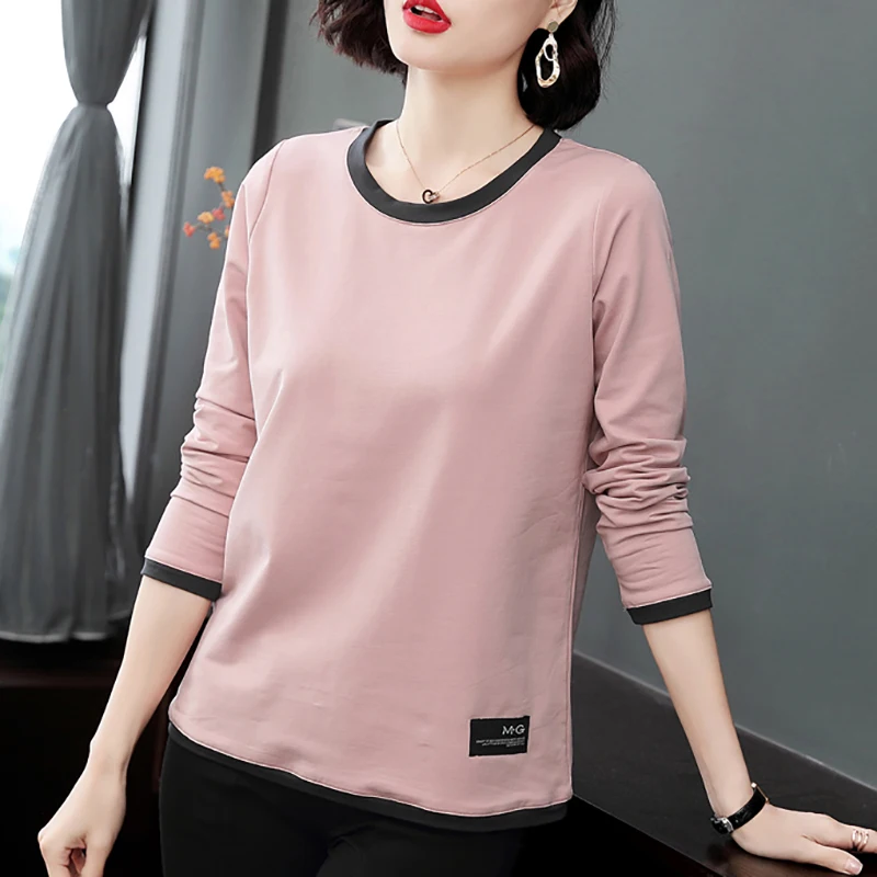 Shintimes Camiseta Mujer хлопковая рубашка с длинным рукавом женская футболка большого