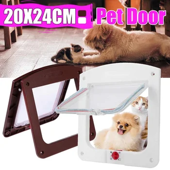 

Cat Flap Door with 4 Way Lock Security Flap Door for Dog Cat Kitten Small Pet Gate Door Kit Cat Door