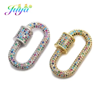 

Juya 2020 DIY Jewelry Making Supplies Cubic Zirconia Spiral Lock Screw Clasps Pendant Accessories For Carabiner Jewelry Handmade