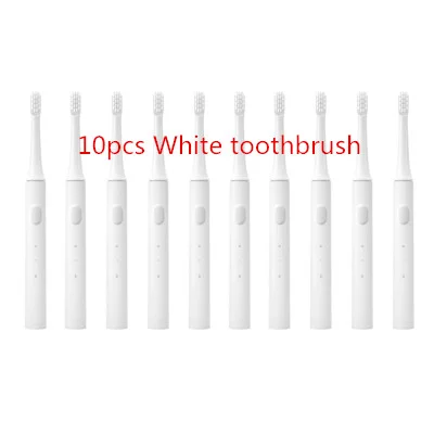 10Pcs Toothbrush Xiaomi Mijia T100 Полный Интеллектуальный водонепроницаемый светильник акустическая электрическая зубная щетка 46 г портативная перезаряжаемая звуковая волновая зубная щетка - Цвет: 10Pcs Toothbrush