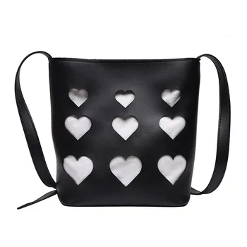 

2019 New Fashion Simple Style Cross-Body Western Style All-match Hollow Small Heart Bucket