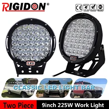 

RIGIDON 2Pcs 9Inch 225W Black/Red Spot Round Led Work Light Off Road Lights Fog Driving Lights Roof Bar Bumper for SUV Boat Jeep