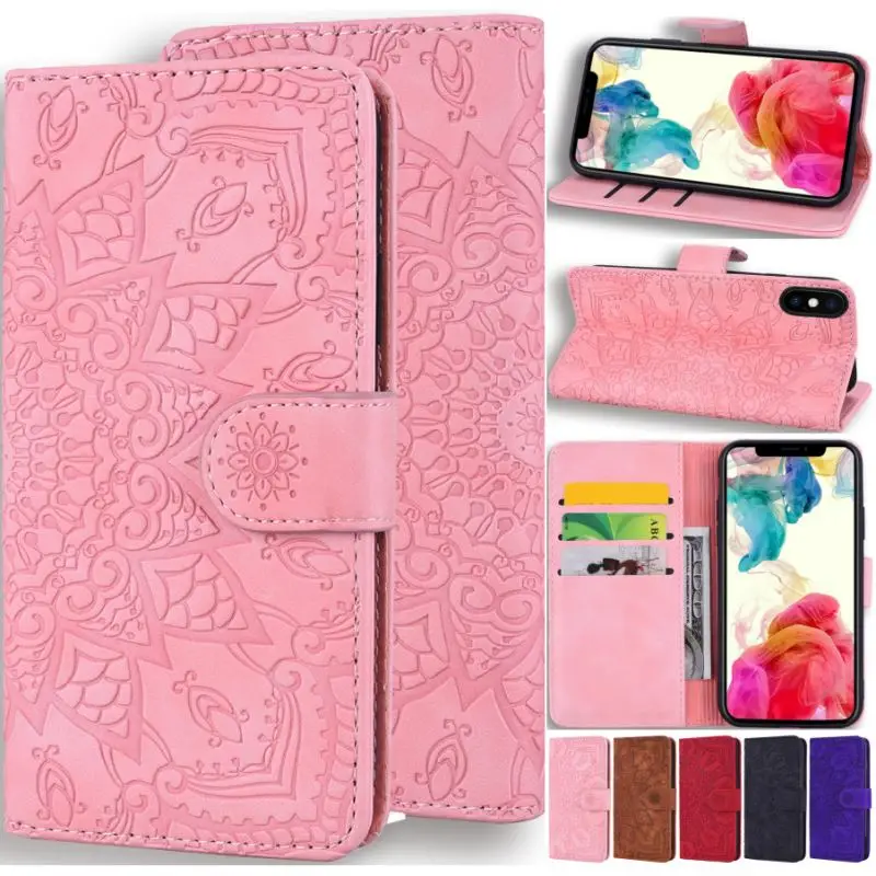 

Card Slot Capa Datura Embossing Case For Xiaomi 9 8 Lite Poco F1 Cowhide Covers Redmi K20 Pro 7A Note 5 6 7 Pro 4 4X Frame DP11G