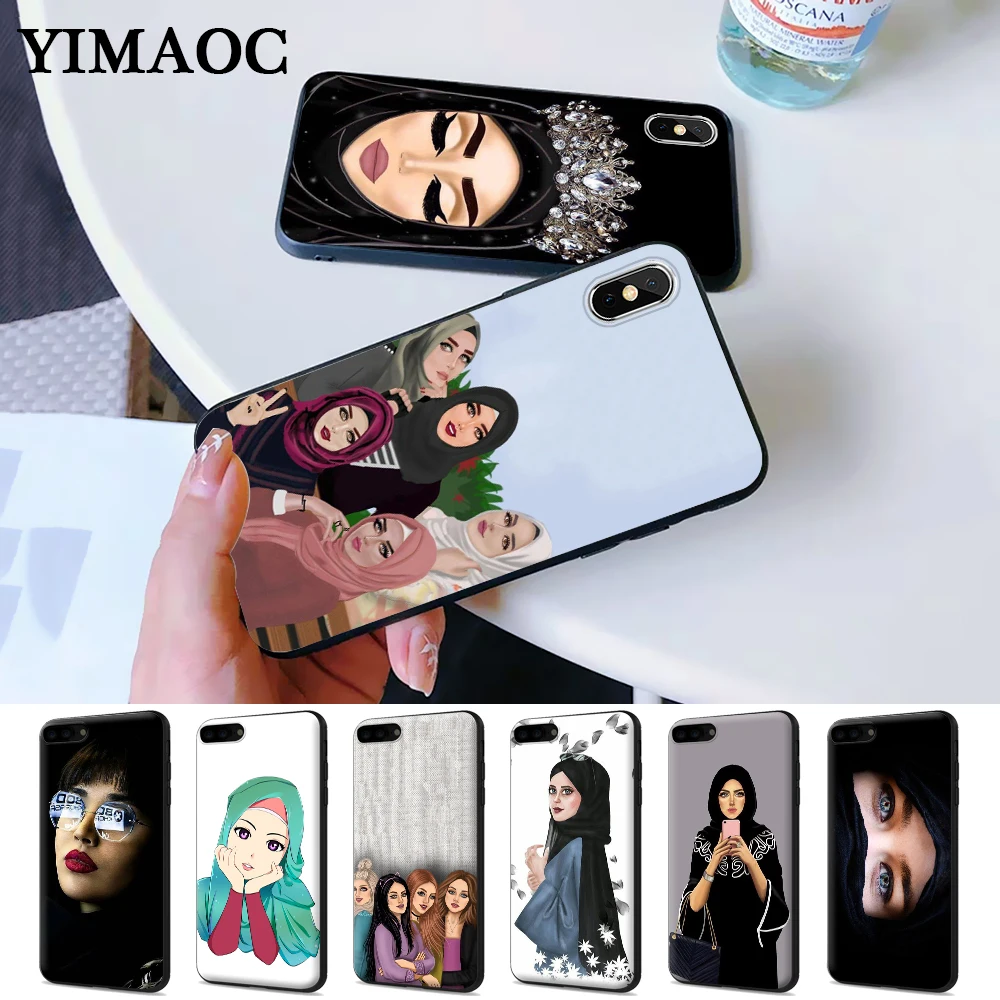 

Beautiful Muslim Girls women Silicone Case for iPhone 5 5S 6 6S Plus 7 8 X XS Max XR