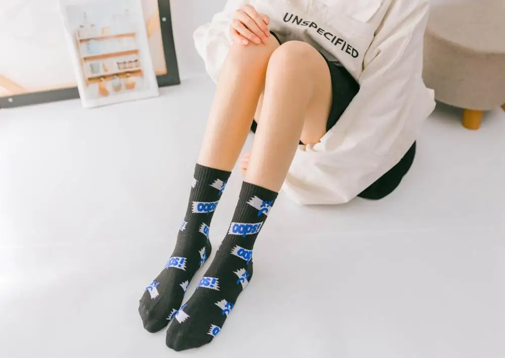 Носки унисекс средней длины женские и мужские носки уличные с надписью граффити