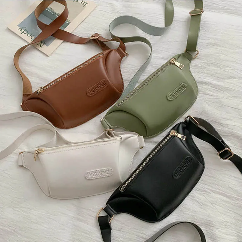 

Solid Color Woman Waist Bag Fanny Pack PU Leather Lady Waist Pack Chest Bags Multi-Function Mobile Wallet Fashion Banana Bag