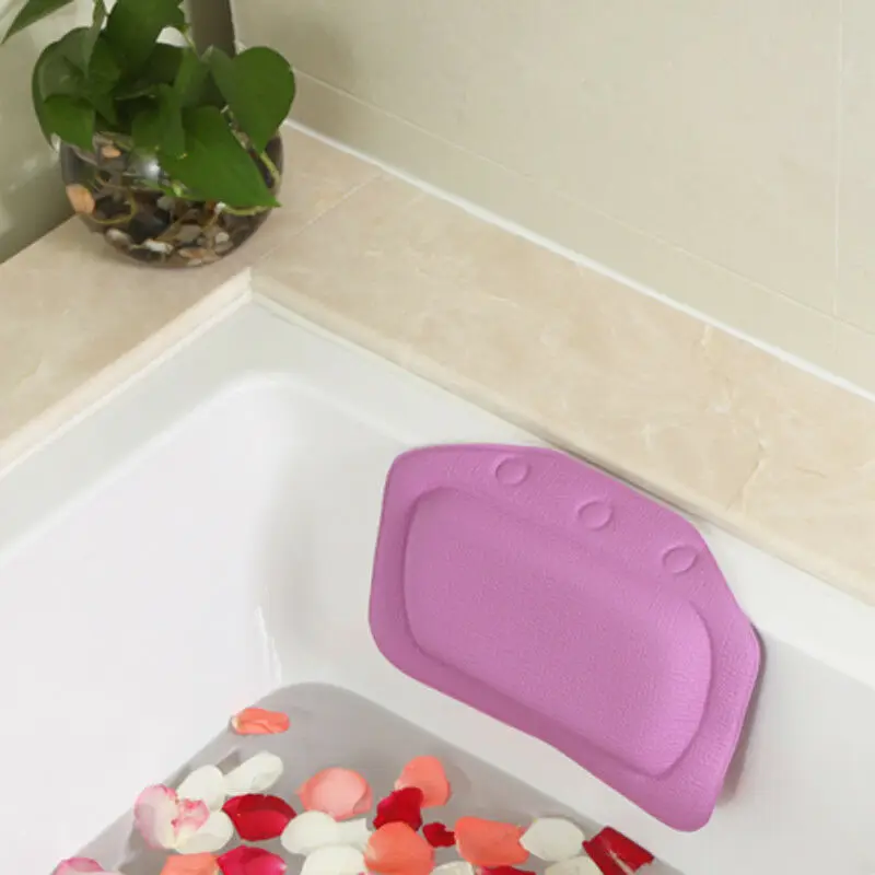 Подушка для ванной для дома, спа-ванна, подушки из ПВХ пены, подушки на присосках, поддержка шеи и спины, мягкий подголовник, аксессуары для ванной комнаты - Цвет: Фиолетовый