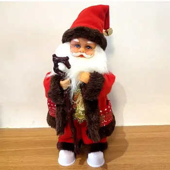 

Toys Gift Christmas Ornament Electric Santa Claus Kids Festival Cute Holiday Lighting Figurine Battery Powered Home Decor Doll