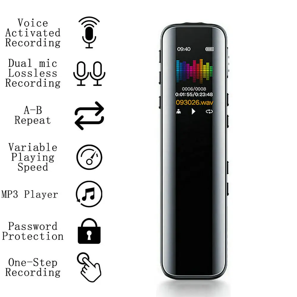 Telele Audio Recorder Mini Recording Pen MP3 Music Player Voice Activated Digital Dictaphone Audio Record Sound Up to 128GB voice recorder