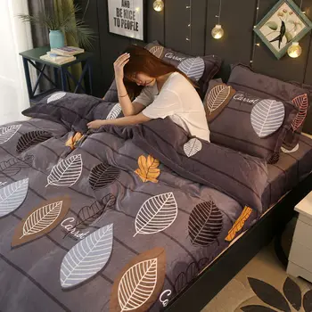 

1pc Flannel quilt cover warm printing cartoon home bedding