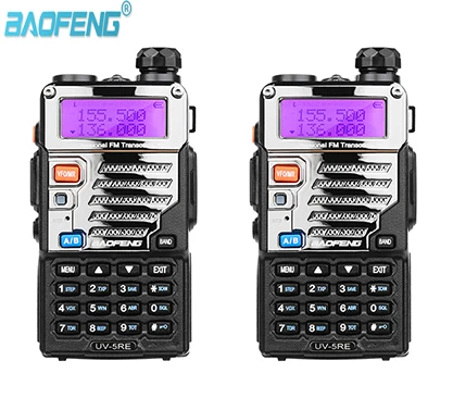 2 шт. Baofeng UV-5RE Walkie Talkie сканер радио двухдиапазонный Cb Ham радио приемопередатчик UHF 400-520 МГц VHF136-174MHz 5 Вт 128CH lcd - Цвет: Черный