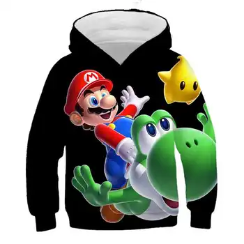 

4 To 14 Years Kids Hoodies Game Super Mario Bros 3D printed Hoodie Sweatshirt Boys Girls Outerwear Jacket Coat Children Clothing