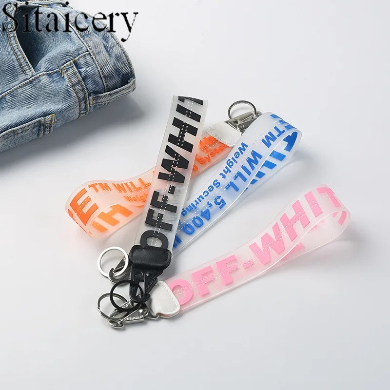 

Off White Letter Keychain Three-dimensional Jelly Color Phone Case Wallet Wristlet Key Chain For Women Men Luxury Street Chain