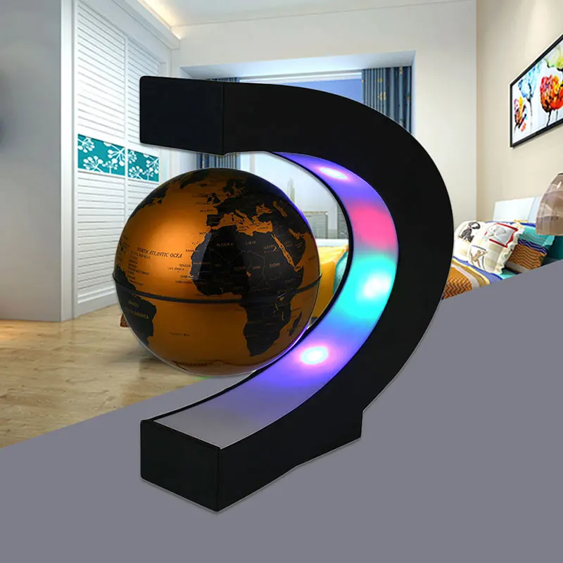 Globe Lamp Magnetic Levitation Night Light Study Living Room Globe Light Novelty World Map C Shape