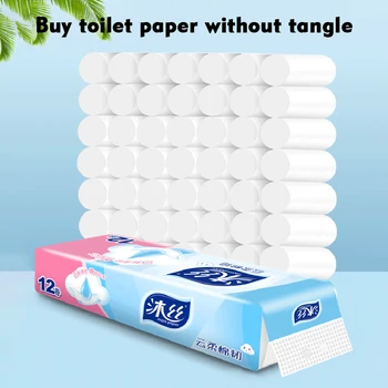 

New 12 Rolls Toilet Paper 4 Layer Rolling Paper Soft Thickening Tissues Virgin Wood Pulp Bathroom Kitchen Accessories Home Use