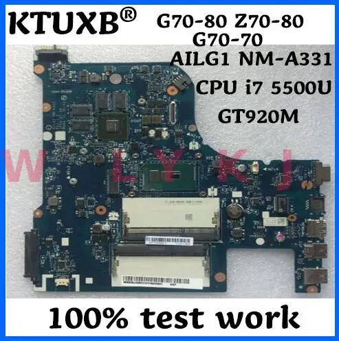 Материнская плата KTUXB AILG1 NM-A331 для Lenovo G70-80 Z70-80 материнская ноутбука i7 5500U GT920M 2G DDR3
