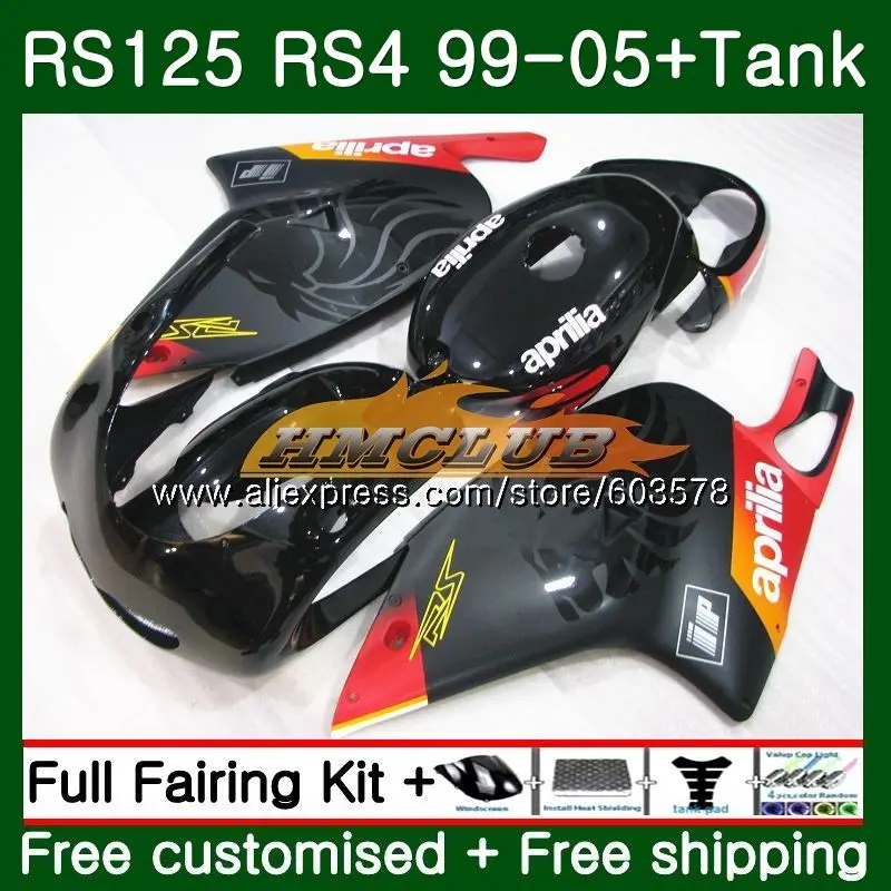 RS125R для Aprilia RS 125 RS125 99 01 02 03 04 05 Черный 44CL. 55 RS4 RS-125 RSV125 R 1999 2000 2001 2002 2003 2005 обтекатель - Цвет: No. 1