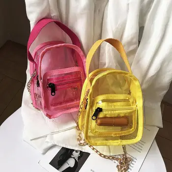 

PVC Transparent Clear Woman Crossbody Shoulder Messenger Bags Jelly Small Chain Transparent PVC Women Messenger Clutch Bag