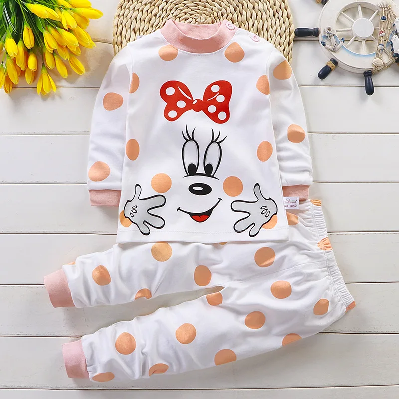 

Boys Girls Cotton Long Sleeve Baby Kids Clothes Minnie Children Clothing Set Underwear Toddler Two-piece Top T-shirt + Pants