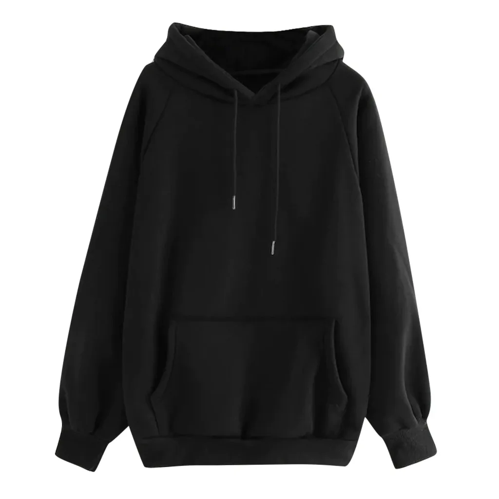 

Women's Sweatshirt Casual Solid Color Hooded Pullover Tops Pocket Long Sleeve Drawstring Plus Size Tracksuit bluzy damskie #30